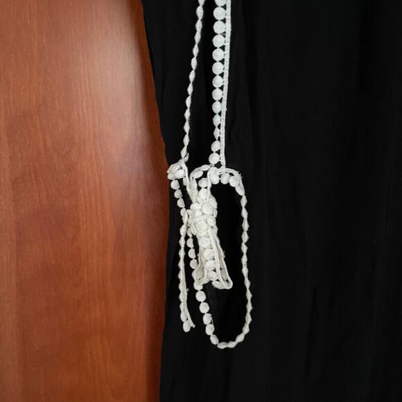 Commense Midi Dress Lightweight Open Sleeve Lace Trim Black Size XS NEW - Picture 5 of 11